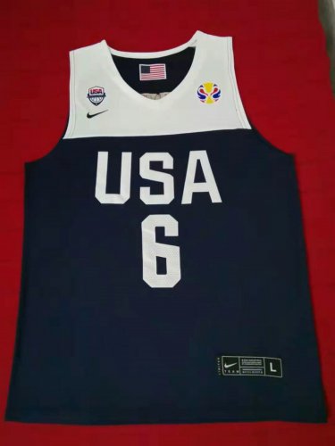 6 James 2019 fiba jersey blue stitched